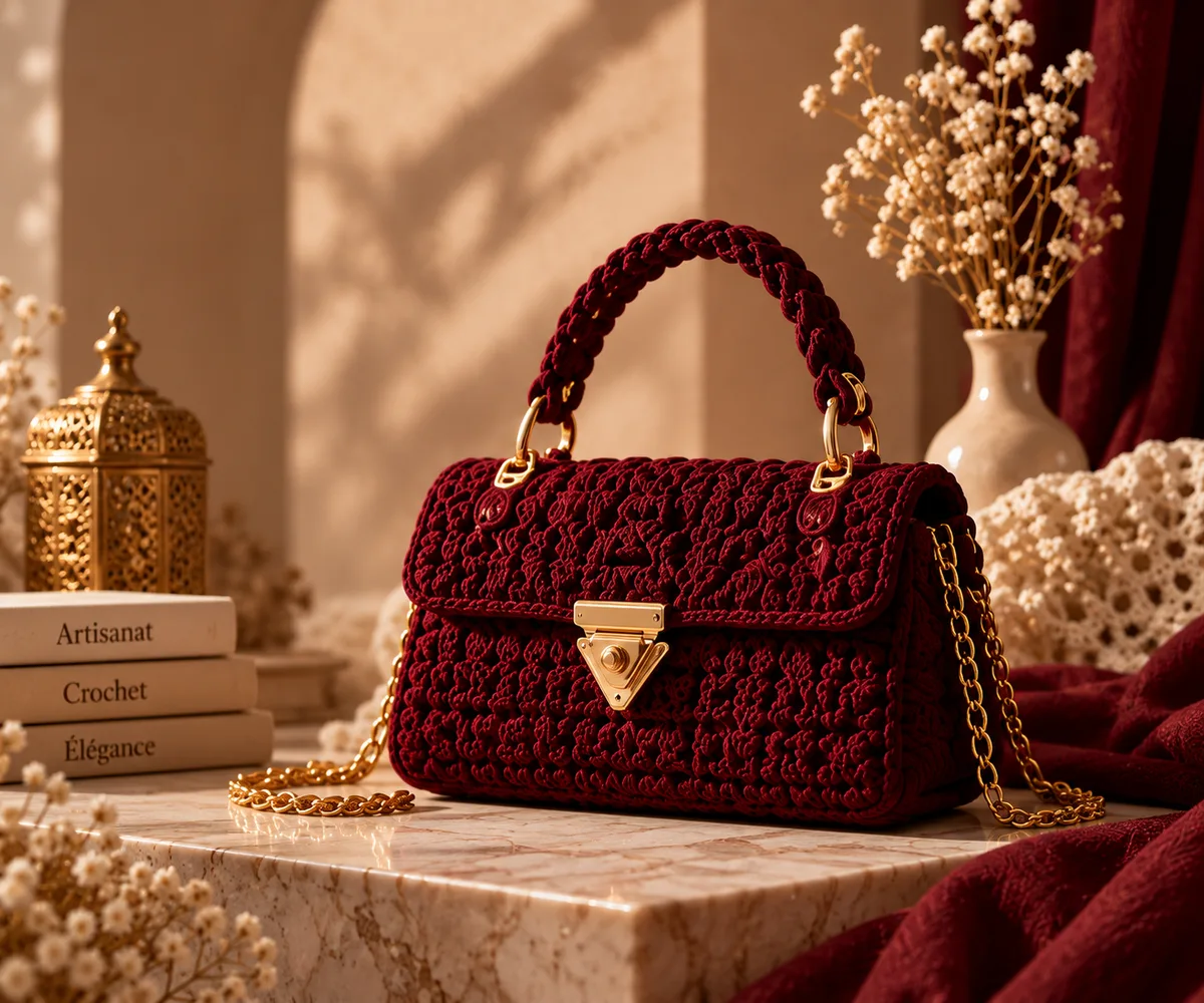 Sac Soumi Crochet rouge bordeaux fait main